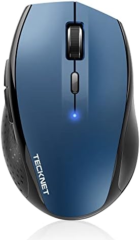 TECKNET Bluetooth Wireless Mouse – Ergonomic 4800 DPI Precision with 6 Adjustable Settings, Long-Lasting 2-Year Battery, and 6 Functional Buttons for Laptops & Windows – Sleek Grey Design for Enhanced Comfort and Productivity