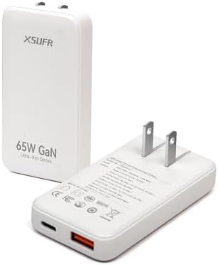 Ultra-Fast 65 W Flat USB-C Wall Charger – Dual Port Travel Adapter for Laptops, Tablets & Smartphones – Compact Design for Enhanced Portability – Safe & Reliable Charging Solution in Stylish Black