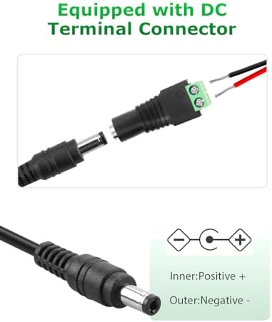 High-Performance 24 V 2 A Power Supply Adapter: Versatile 48 W AC to DC Converter for LED Strips, CCTV Cameras, and Printers – 4.9 FT Cable with Dual Barrel Plug Compatibility (5.5 x 2.5 mm & 2.1 mm) – Universal Input 100 V-240 V for Safe and Consistent Power Delivery – Essential Power Solution for Home and Professional Use with Enhanced Safety Features