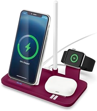 SOAR NCAA 4-in-1 Wireless Charging Docking Station: Rapid Charge Solution for i Phone, Apple Watch, Air Pods & Apple Pencil – Official NCAA Design for Ultimate Fan Experience and Device Compatibility