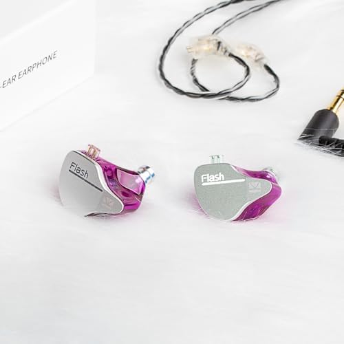 Transform Your Sound Journey with keephifi KBEAR Flash Hi-Fi Earphones – Premium Dual Driver Hybrid In-Ear Monitors in Stunning CNC Aluminum Alloy, Featuring Detachable 2 PIN-C Cable for Customization and Ergonomic Comfort for Extended Listening Sessions (Purple, Without Mic)