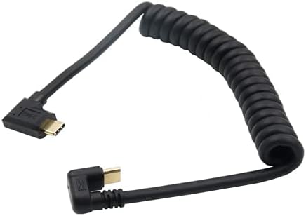 Qaoquda 180-Degree USB C Coiled U Shaped Cable – 4 FT/1.2 M Spring Spiral Connector for Superior Data Transfer and Fast Charging, 10 Gbps USB 3.1 Type C Male to Male, Ideal for Tight Spaces and Enhanced Device Compatibility