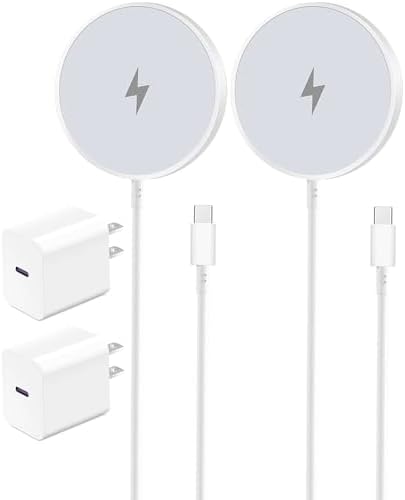 Ultimate 15 W Magnetic Wireless Charger Pad with 6 ft Cable – Fast Charging for i Phone 16 Series, Samsung Galaxy S25 Ultra & Air Pods – 2-Pack with 20 W PD Wall Charger Block – Enhanced Safety Features & 360° Adjustable Design for Optimal Charging Convenience – Ideal for Bed, Couch, and Travel – Experience Rapid, Reliable Charging with Smart Chip Protection Against Overcurrent, Overvoltage, and Overheating – Lightweight, Ultra-Thin Design for On-the-Go Use – Perfect Compatibility with i Phone 12 to 16, and Galaxy S20 to S25 – Enjoy Unmatched Flexibility and Performance in Wireless Charging Solutions!