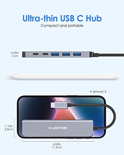 LENTION 4 K HDMI USB C Hub – Multiport Adapter with 3 USB-A Ports, USB-C Data Port, and 100 W PD Charging for Mac Book Pro/Air, i Phone 15 Pro/Pro Max, Surface, and Chromebook – Stylish Rose Gold Design for Seamless Connectivity and Enhanced Productivity
