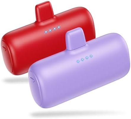Ultra-Compact 2-Pack i Phone Power Bank – 5200 m Ah PD Fast Charging Mini Portable Charger for Travel – Cordless, Lightweight Battery Pack Compatible with i Phone 14/14 Pro/13/12/11/X/8/7/6 Plus – Essential Charging Solution for On-the-Go Lifestyles