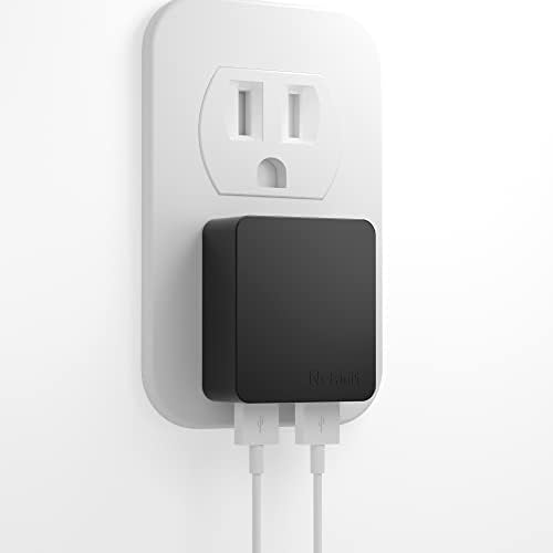 Nekmit Dual-Port Flat USB Wall Charger – Compact & Stylish Purple Fast Charging Solution with Smart IC Technology for i Phone, Galaxy, Pixel, i Pad Pro, Air Pods, and More, Perfect for Travel and Everyday Use