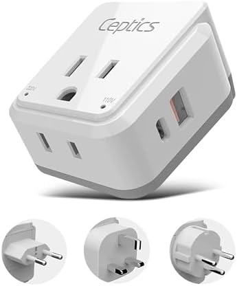 Compact Travel Power Adapter Set for Brazil, Peru & Chile – 20 W Dual USB & USB-C Charger with 2 USA Sockets – Fast Charging with Type C & N Attachments – Portable Plug Converter for Global Travelers – Stay Connected Anywhere