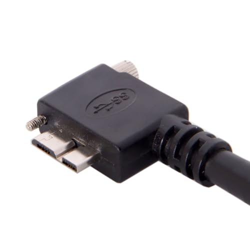 Chenyang 90-Degree Micro USB 3.0 Cable – Type A Male to Micro B Male, 3 M High-Speed Connector for Industrial Cameras & Devices, Enhanced Durability with Mount Panel Screws, Perfect for Tight Spaces and Optimal Cable Management