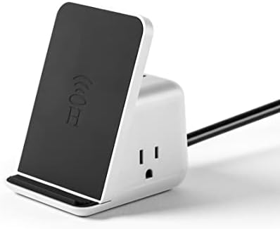 HALO Wireless Charging Station – Multifunctional Power Hub with 3 USB Ports & 2 AC Outlets for Fast, Efficient Charging of Up to 5 Devices Simultaneously – Sleek Charcoal Finish for Stylish Desktop Organization – Qi-Enabled Compatibility for All Your Gadgets