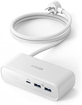 Anker 521 Power Strip Charging Station – 3 AC Outlets & 30 W USB-C Charger for Fast, Efficient Power Delivery | Ideal for Home, Office, Dorm, and Travel | Versatile 5 ft Extension Cord for Enhanced Flexibility | Compatible with i Phone 16/15 and More Devices