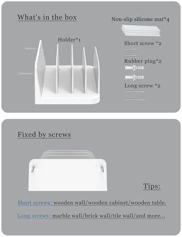 Wall Mount Phone Holder for Smartphones and Tablets, Phone Shelf with 4-Slot Docking Station Compatible with Tablet, ipad, Kindle Wall Charging Organizer (Black) – Enhanced Compatibility and Speed