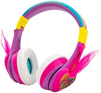 Trolls-Inspired Kids Bluetooth Headphones – Foldable Over-Ear Design with Safe Volume Limiting & Built-In Microphone for Hands-Free Learning and Calls – Ideal for School, Travel, and Home Use with Universal Device Compatibility