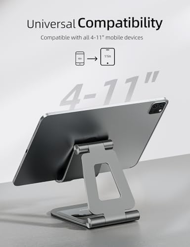 Nulaxy Aluminum Dual Foldable i Pad Stand – Versatile Adjustable Tablet Holder for Enhanced Workspace Comfort, Sleek Rose Gold Finish, Universal Compatibility with i Pad Pro/Air/Mini & i Phone Pro/Max/Plus, Portable and Durable Design for Effortless Mobility and Ergonomic Support