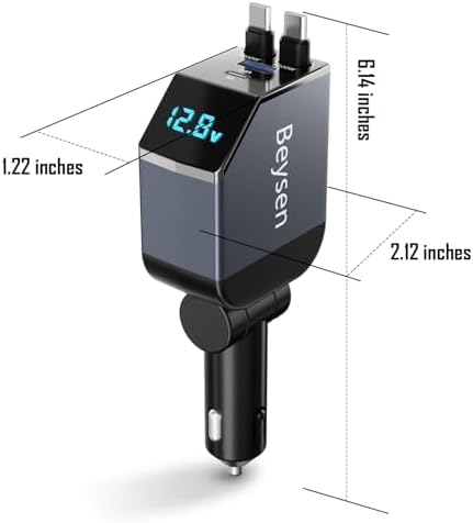 Ultimate 4-in-1 Fast Retractable Car Charger – 84 W Power Booster with Dual Cables (USB-C & Lightning) for i Phone 16/15/14/13/12/11 – Tangle-Free, Compact Design for Effortless Travel Charging Solutions