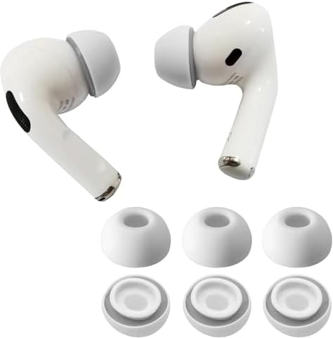 Enhance Your Air Pods Pro Sound with Premium Hybrid Memory Foam & Silicone Ear Tips – Ultimate Comfort, Superior Noise Isolation, and Secure Anti-Slip Fit in Medium Size (Grey) – Perfectly Compatible with Charging Case for Effortless Listening