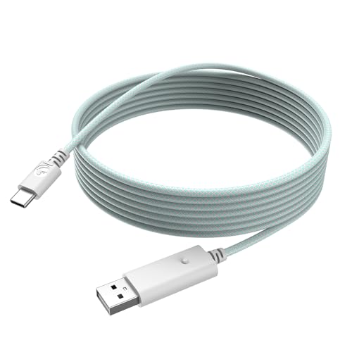 Game Sir USB-C Gaming Cable for G7 SE, G7 & T4 Kaleid Controllers – 3-Meter High-Speed Nylon Braided Cable, Stylish White & Cyan Design, Lightweight & Durable for Ultimate Gaming Connectivity