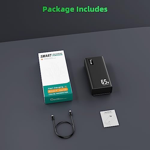 High-Capacity 50000 m Ah Fast Charging Power Bank – 65 W USB-C Portable Charger for Laptops, Phones & Tablets – Compatible with Mac Book, Dell, i Phone 14/13 – Stylish Blue Design for Ultimate Convenience and Reliability