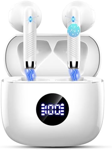 Unleash Premium Sound with Jxrev 2025 Wireless Earbuds – Advanced Bluetooth 5.4 Tech for Effortless Connectivity, Hi-Fi Stereo Audio for Unmatched Clarity, IP7 Waterproof Design for Ultimate Protection, 40-Hour Playtime for All-Day Listening, Enhanced 4-Mic Noise Cancellation for Crystal-Clear Calls, LED Battery Life Indicator for Convenience, Perfect for Active Lifestyles and Daily Use