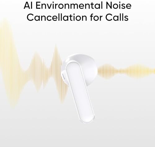 realme Buds T01 True Wireless Earbuds – Cutting-Edge AI ENC Noise Cancellation for Superior Call Clarity, Dynamic 13 mm Drivers for Immersive Sound, 28-Hour Battery Life for Uninterrupted Enjoyment, 88 ms Low Latency for Gaming Excellence, Bluetooth V5.4 for Effortless Connectivity – Perfect for Music Lovers and Gamers Alike (White)