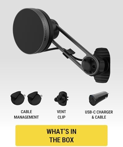 Scosche Qi2 Mag Safe Car Mount with 15 W Wireless Charging – Premium Magnetic Phone Holder for Dashboard & Windshield, Fast USB-C Charger Included, Compatible with i Phone 12-16 – Ultimate Convenience & Durability for Tech-Savvy Drivers