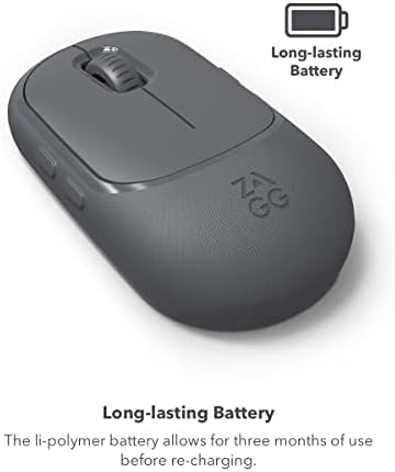 ZAGG Pro Mouse: Ultimate Multi-Device Bluetooth Mouse with Wireless Qi Charging Pad & 6 ft USB-C Cable – Ergonomic, Fast, and Universally Compatible for Tablets & Laptops