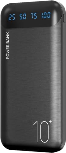 10000 m Ah Slim Portable Power Bank – Fast Charging External Battery Pack with Dual USB 2.4 A Outputs & USB-C Compatibility for i Phone 12-16, Huawei, Samsung Galaxy S20, & Android Tablets – Ideal for Travel and Daily Use
