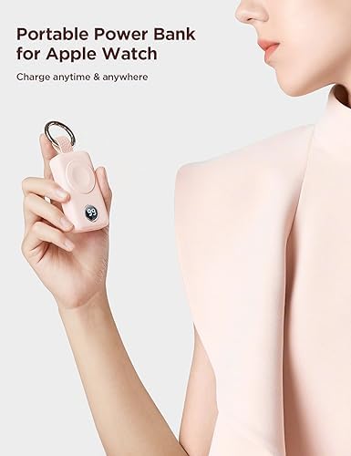 JOYROOM 2000 m Ah Magnetic Wireless Charger for Apple Watch – Compact Keychain Travel Essential for Series 10-2 with Enhanced Speed and Durability, Sleek Black Design for On-the-Go Power Solutions