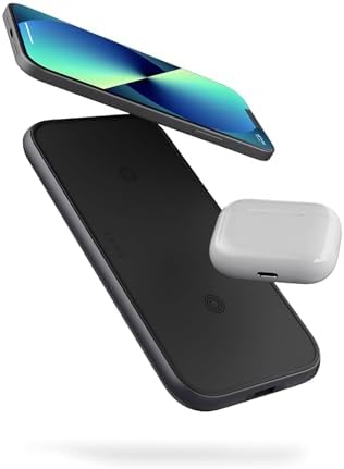 Zens Qi-Certified Dual Aluminium Wireless Charger – 10 W Fast Charging Hub with USB-A Port & 30 W USB-C Adapter – Sleek Black Design for i Phone & Samsung – Effortlessly Charge Two Devices Simultaneously for a Clutter-Free Workspace