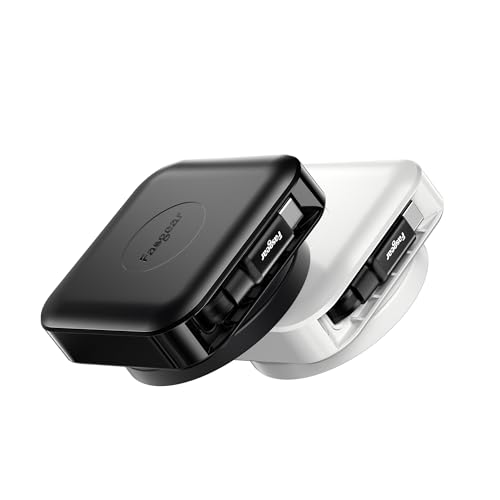 Fasgear Retractable USB C Cable Desk Mount – 60 W PD/PPS Fast Charging Type C Charger for i Phone 16/15, i Pad, Galaxy S24/S23, Google Pixel – 360° Rotatable Cable Management Solution in Sleek White – Ultimate Convenience for Tangle-Free Charging and Enhanced Device Accessibility