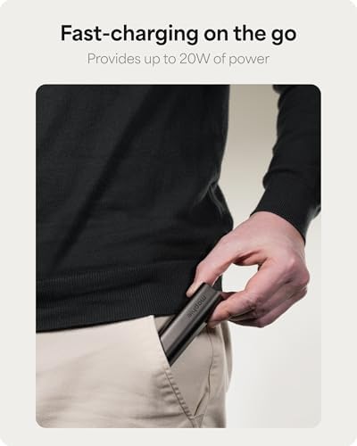 Mophie Powerstation Mini 5,000 m Ah Portable Power Bank – Ultra-Fast 20 W USB-C PD Charger for Rapid Device Recharging, Compact Pocket-Sized Design with LED Battery Indicator, Includes USB-C Cable for Instant Connectivity, Essential Travel Accessory for On-the-Go Smartphone Power