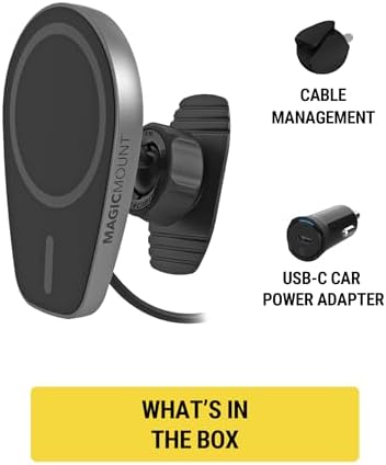 Scosche MPQMD-SP Magic Mount Charge Pro: Advanced 15 W Qi2 Fast Wireless Charging Mag Safe Car Mount for i Phone 16/15/14/13/12 Pro Max Plus – Sleek Dashboard Magnetic Holder for Effortless Charging and Driving Efficiency