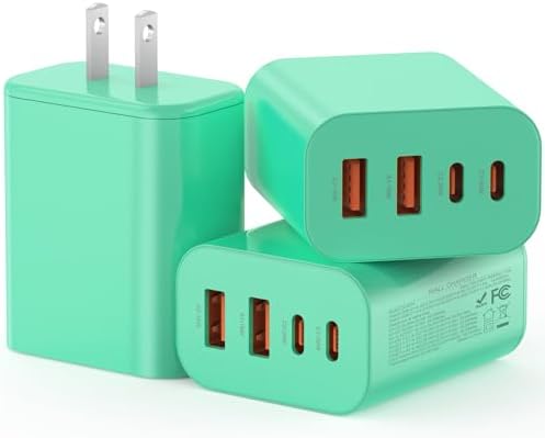 High-Speed USB C Charger Block 3-Pack – 40 W 4-Port Power Adapter for Quick Charge & Power Delivery, Compatible with i Phone 16/15/14/13/12/11/Pro Max & Tablets, Compact Wall Plug for Efficient Multi-Device Charging – Optimal Safety Features & Sleek Design