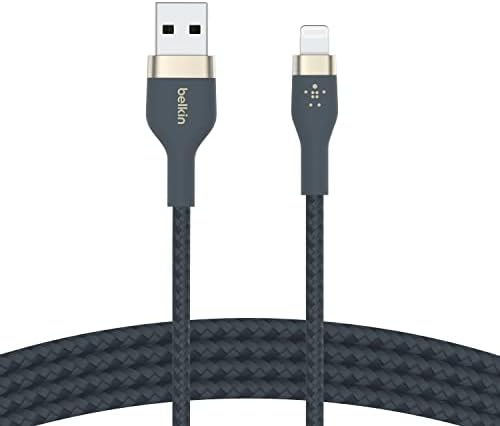 Belkin Boost Charge Pro Flex 10 FT Braided USB Type A to Lightning Cable – MFi Certified Fast Charger for i Phone 14/13/12/11/Pro/Max/Mini/SE & i Pad – Durable Pink Design for Enhanced Compatibility & Speed