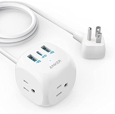 Anker 321 Power Strip: 20 W USB-C Fast Charger, 3 AC Outlets, 5 ft Extension Cord for i Phone 15 Series – Ideal Power Solution for Dorm Rooms & Home Offices with Enhanced Surge Protection and Efficient Power Delivery