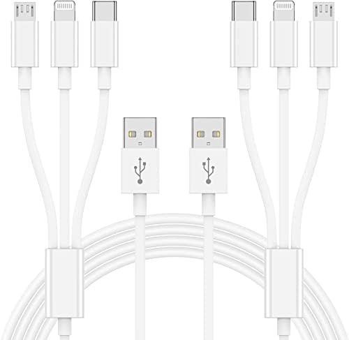 Universal 6 Ft Multi Charger Cable 2 Pack – 3 in 1 Durable Charging Cord with USB-A to Lightning, Type-C, and Micro USB Connectors for Seamless Device Compatibility – Ideal for Smartphones, Tablets, and More – Enhanced Performance and Flexibility