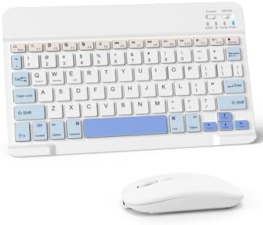 Sleek Wireless Keyboard and Mouse Combo – Rechargeable Bluetooth & 2.4 GHz USB for i Pad, Smartphone, PC & Laptop – Ergonomic Design for Ultimate Comfort in White – Elevate Your Workspace Efficiency!