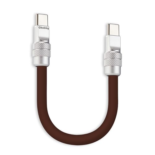 chubbycable Cute Chubby – 240W Short USB-C Cable Power Bank Fast Charging Cable Silicone Charger Cord Compatible with iPhone 16/15 Series, Desert Titanium+Desert Titanium, Type-C to Type-C, 20 inch – Enhanced Compatibility and Speed