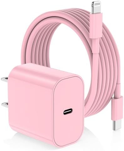 High-Speed i Phone Charging Solution: 10 ft USB C to Lightning Cable with Compact Type C Wall Adapter for Effortless Power Boosting – Perfectly Compatible with i Phone 14 Pro Max, 14 Plus, 14, 13, 12 Mini, 11, XS Max, XR, and i Pad – Durable, Portable, and Ideal for Active Lifestyles