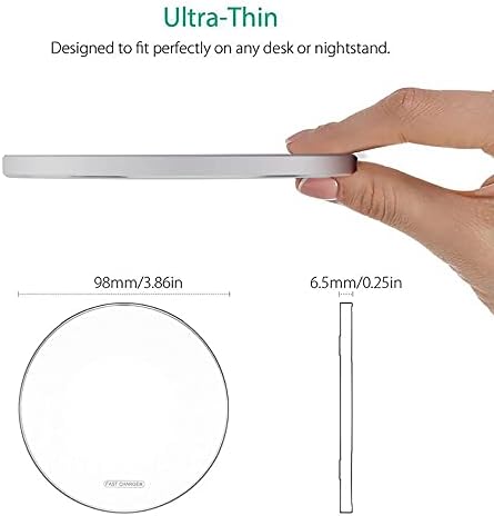 FDGAO Ultra-Compact 20 W Max Fast Wireless Charger – Effortless Qi Charging Pad for i Phone 16/15/14/13/12/SE/11/XS Max/XR, Samsung Galaxy S25/S24/Note, Air Pods, Pixel & LG G8 – Streamlined Charging Solution with Advanced Safety Features for Home or Office Use