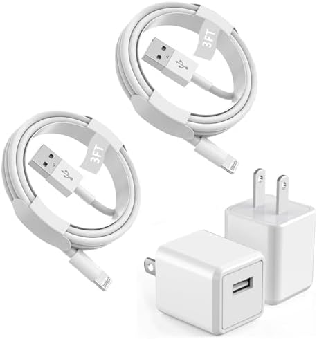 Experience Unmatched Charging Freedom with Our 6 FT i Phone Charger Dual Pack – Fast USB to Lightning Cables with Wall Adapter for i Phone 14/13/12/11/XS/XR/X/8/7/5/SE2022 and i Pad – Seamless Data Sync and Enhanced Durability for Ultimate Convenience