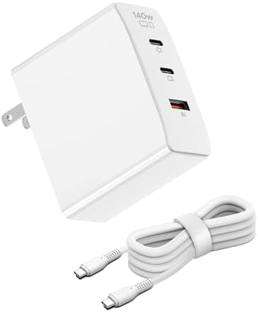 140 W Ga N USB-C Power Adapter with Foldable Plug – 3-Port Fast Charger for Samsung Galaxy Book4 Ultra & Pro – Includes 6 ft USB-C Cable – Compact Power Delivery 3.1 Technology for Laptops, Tablets & Phones – Universal Compatibility with Mac Book, Lenovo & More – Lightweight Design for Home & Travel – Optimized for Multi-Device Fast Charging – 5-Year Warranty Included – Ideal for Tech Enthusiasts and Professionals Seeking Efficient Charging Solutions