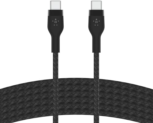 Belkin Boost Charge Pro Flex Braided USB-C to USB-C Charger Cable (2 M/6.6 ft) – High-Speed, Durable Charging Solution for i Phone 16, Mac Book Pro, Galaxy S25/S24 & Nintendo Switch 2 – Sleek Black Design for Enhanced Compatibility and Performance