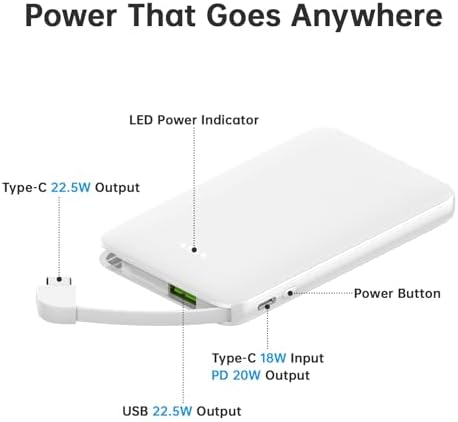 Ultra-Light 5000 m Ah Portable Power Bank – Pocket-Sized Smartphone Charger with Fast 2.1 A Output, LED Power Indicators, Perfect for Travel, Commuting, and Concerts – Airline-Friendly Design for Maximum Compatibility and Convenience