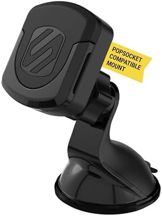 Scosche Magic Mount Pop: 360° Magnetic Suction Cup Phone Holder for Safe and Convenient Driving – Universal Compatibility with i Phone & Android Smartphones, Easy Installation, and Enhanced Usability for Collapsible Grips