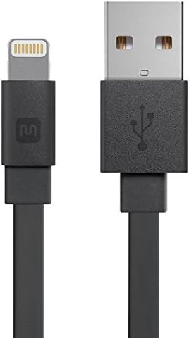Monoprice 112858 MFi Certified 3 ft Flat Lightning to USB Charge & Sync Cable – Tangle-Free Design for Fast Charging & Data Transfer – Compatible with i Phone X, 8, 7, 6, i Pad Pro – Essential Accessory for Apple Users – Durable & Stylish White Finish
