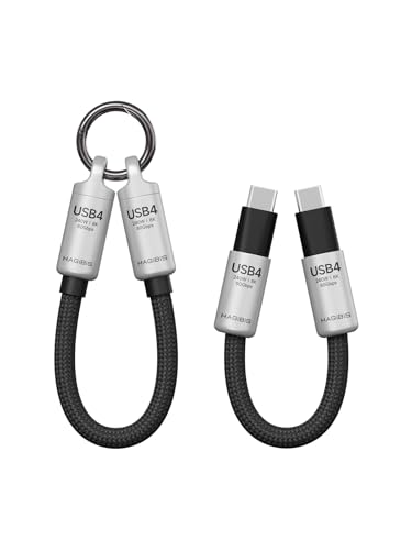 Hagibis USB4 Portable Keychain Cable – 0.5 ft Type-C to Type-C, 80 Gbps Data Transfer, 240 W Fast Charging, 8 K@60 Hz Video Output for i Phone 16 Pro Max & i Pad Pro – Compact Lanyard Design for Ultimate Convenience