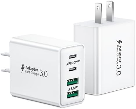 40 W Dual PD Fast Charging 4-Port USB C Charger Block Duo – Universal Compatibility for i Phone 16-11 Pro Max & Samsung Devices – Efficient Multi-Device Power Adapter for Home, Office, and Travel Use