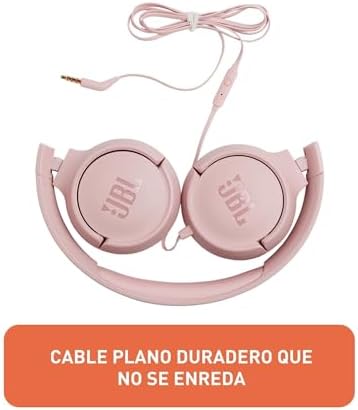 JBL Tune 500 Wired On-Ear Headphones – Lightweight, Portable Design with Pure Bass Audio for Optimal Sound Quality, Tangle-Free Cable for Easy Storage, One-Button Mic for Effortless Hands-Free Calling & Voice Activation – Perfect for Daily Use and Travel (Black)