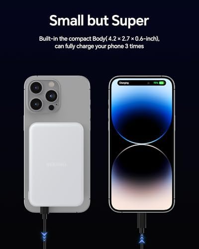 Sleek Magnetic Wireless Power Bank 10000 m Ah – Ultra-Fast Charging with USB-C PD 22.5 W for i Phone 16/15/14/13/12/11 – Lightweight Battery Pack with LED Display, Ideal for Mag Safe and On-the-Go Convenience