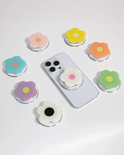 Coral Floral Daisy Phone Grip & Fidget Spinner – Mag Safe Compatible Lightweight Accessory for Enhanced Stability, Stress Relief, and Effortless One-Handed Use – Stylish and Durable Magnetic Stand for i Phone Users